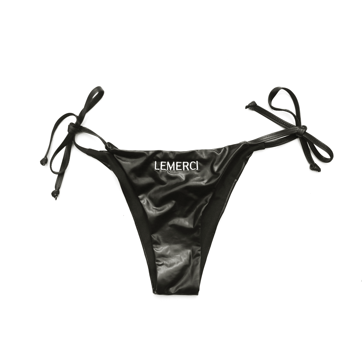 FAUX LEATHER EMBROIDERED BIKINI