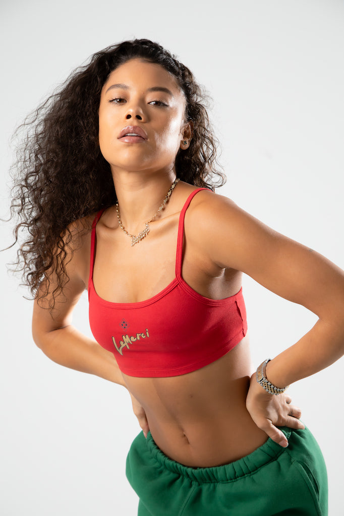RED LEMERCI CROP TOP