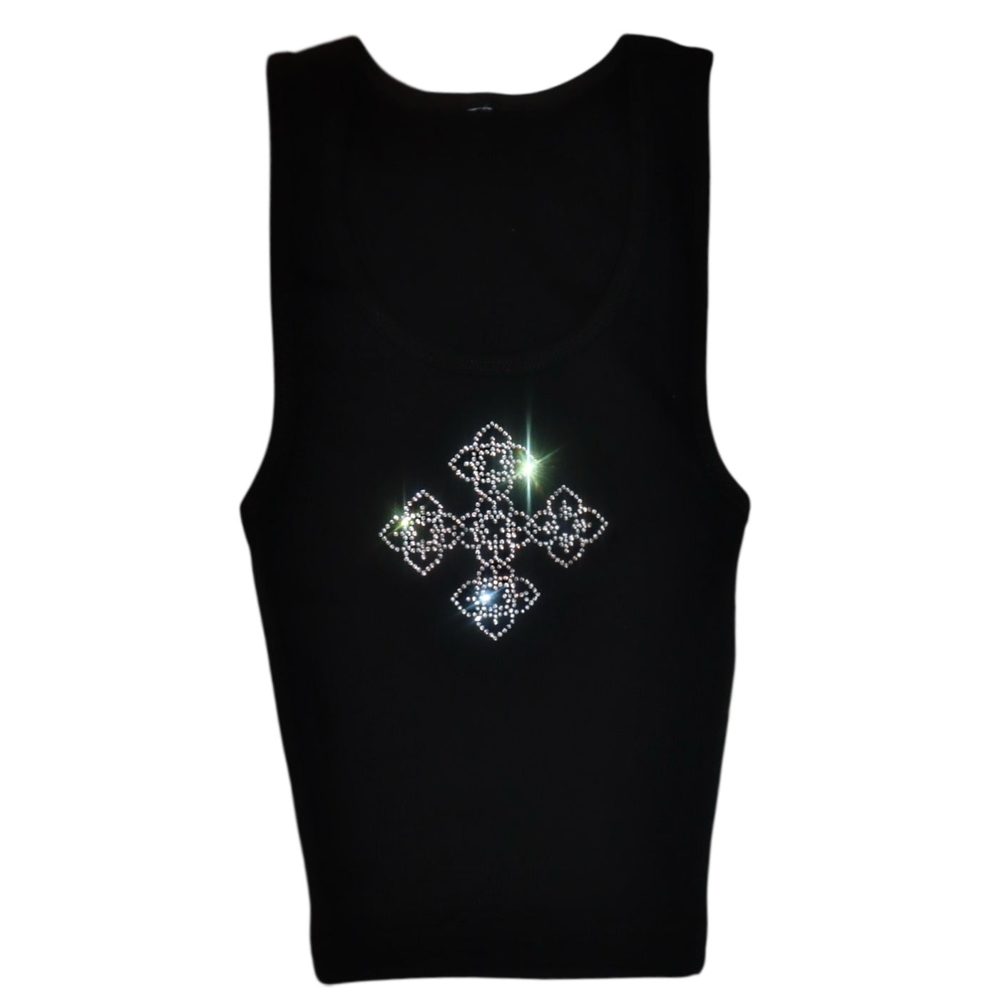 RHINESTONE RIB CROP TANK