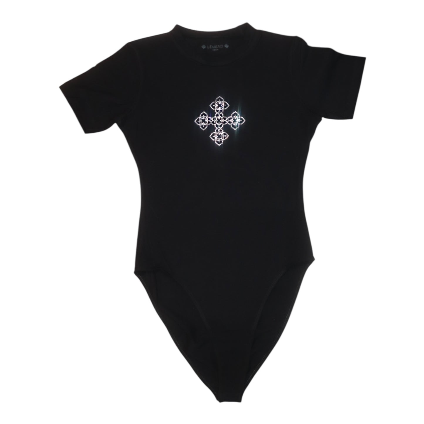 BLACK RHINESTONE BODYSUIT