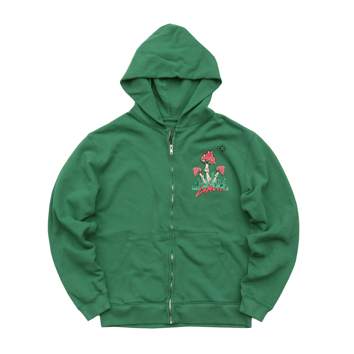 GREEN MUSHROOM ZIP-UP SWEATSHIRT