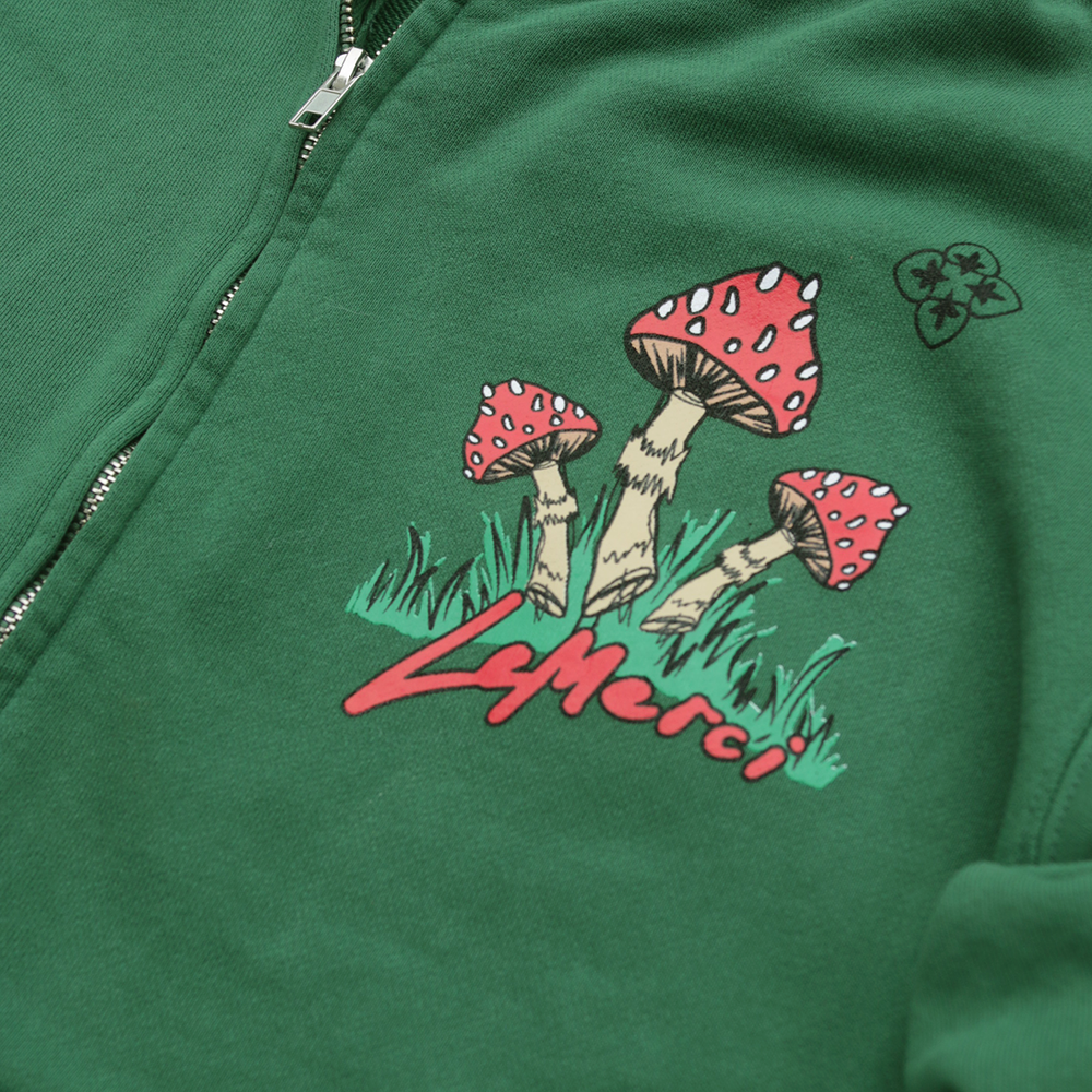 
                  
                    GREEN MUSHROOM ZIP-UP SWEATSHIRT
                  
                