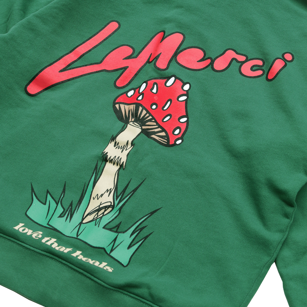 
                  
                    GREEN MUSHROOM ZIP-UP SWEATSHIRT
                  
                