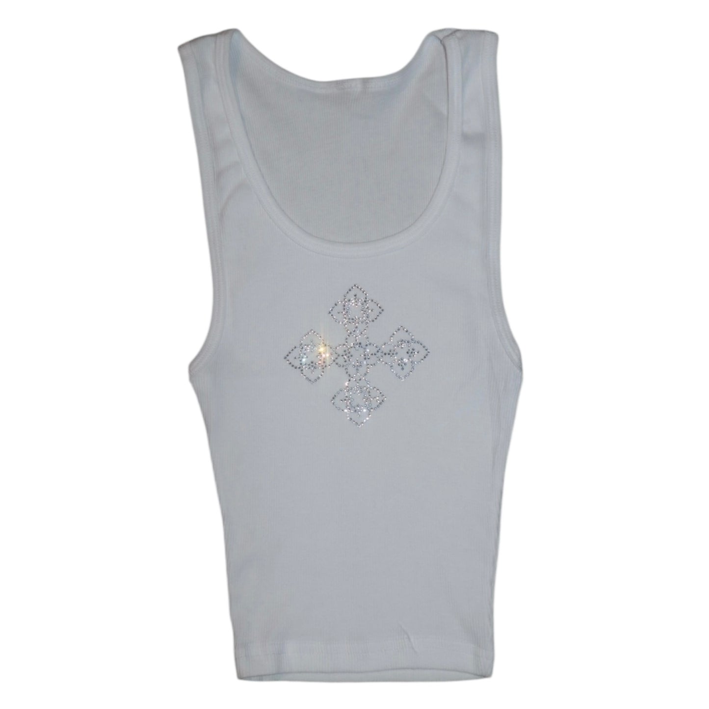 RHINESTONE RIB CROP TANK